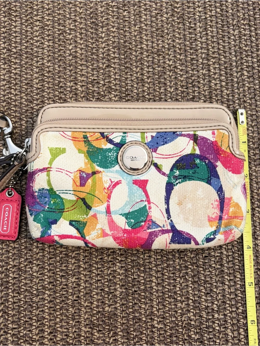 Coach Poppy Graffiti Watercolor Double Zip Wristlet